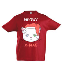 Marškinėliai vaikams Meowy X-mas, raudona kaina ir informacija | Marškinėliai berniukams | pigu.lt