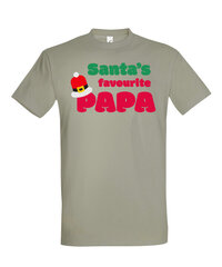 Marškinėliai vyrams Santa's favourite papa, pilki kaina ir informacija | Vyriški marškinėliai | pigu.lt