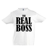 Marškinėliai vaikams The Real Boss, balta цена и информация | Рубашки для мальчиков | pigu.lt