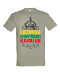Marškinėliai vyrams Lietuva krepšinio karalystė, pilki kaina ir informacija | Vyriški marškinėliai | pigu.lt