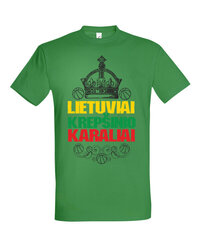 Marškinėliai vyrams Lietuva krepšinio karalystė, žali kaina ir informacija | Vyriški marškinėliai | pigu.lt