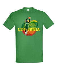 Marškinėliai vyrams Lietuva ir krepšinis, žali kaina ir informacija | Vyriški marškinėliai | pigu.lt