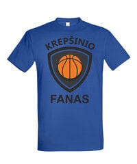 Marškinėliai vyrams Krepšinio fanas, mėlyni цена и информация | Мужские футболки | pigu.lt
