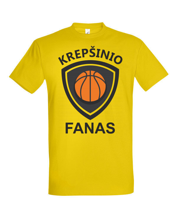 Marškinėliai vyrams Krepšinio fanas, geltoni цена и информация | Vyriški marškinėliai | pigu.lt