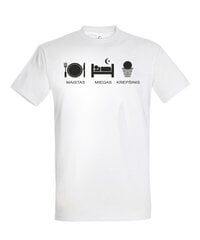 Marškinėliai vyrams Maistas miegas krepšinis, balti kaina ir informacija | Vyriški marškinėliai | pigu.lt