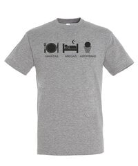 Marškinėliai vyrams Maistas miegas krepšinis, pilki kaina ir informacija | Vyriški marškinėliai | pigu.lt