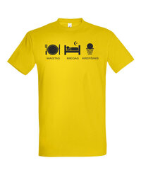 Marškinėliai vyrams Maistas miegas krepšinis, geltoni kaina ir informacija | Vyriški marškinėliai | pigu.lt