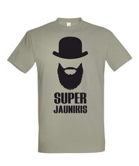 Marškinėliai vyrams Super jaunikis, pilki kaina ir informacija | Vyriški marškinėliai | pigu.lt