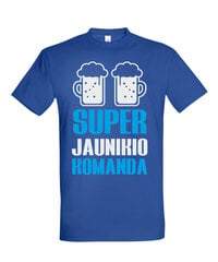 Marškinėliai vyrams Super jaunikio komanda, mėlyni kaina ir informacija | Vyriški marškinėliai | pigu.lt