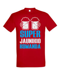 Marškinėliai vyrams Super jaunikio komanda, raudoni kaina ir informacija | Vyriški marškinėliai | pigu.lt