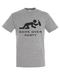 Marškinėliai vyrams Game over party, pilka kaina ir informacija | Vyriški marškinėliai | pigu.lt