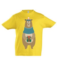 Marškinėliai vaikams Meškutis pasiruošęs Kalėdoms, geltona kaina ir informacija | Marškinėliai berniukams | pigu.lt