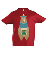 Marškinėliai vaikams Meškutis pasiruošęs Kalėdoms, raudona kaina ir informacija | Marškinėliai berniukams | pigu.lt