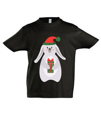 Marškinėliai vaikams Kiškutis pasiruošęs Kalėdoms, juoda kaina ir informacija | Marškinėliai berniukams | pigu.lt