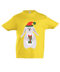 Marškinėliai vaikams Kiškutis pasiruošęs Kalėdoms, geltona kaina ir informacija | Marškinėliai berniukams | pigu.lt