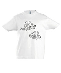 Marškinėliai berniukams Mašinytės, balta цена и информация | Рубашки для мальчиков | pigu.lt