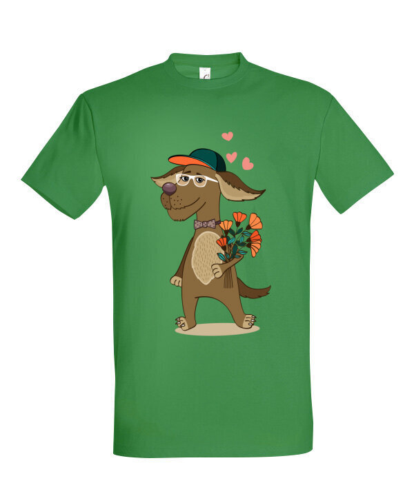 Marškinėliai vyrams Mylimas šuniukas, žali цена и информация | Vyriški marškinėliai | pigu.lt
