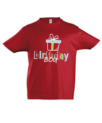 Marškinėliai berniukams Birthday boy, raudona цена и информация | Рубашки для мальчиков | pigu.lt