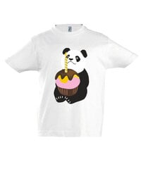 Marškinėliai vaikams Pandos gimtadienis, balta цена и информация | Рубашки для мальчиков | pigu.lt