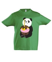Marškinėliai vaikams Pandos gimtadienis, žalia цена и информация | Рубашки для мальчиков | pigu.lt