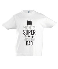 Marškinėliai berniukams Super hero, balta цена и информация | Рубашки для мальчиков | pigu.lt