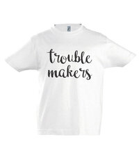 Marškinėliai vaikams Trouble makers, balta kaina ir informacija | Marškinėliai berniukams | pigu.lt