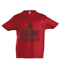 Marškinėliai vaikams Crime partners, raudona kaina ir informacija | Marškinėliai berniukams | pigu.lt