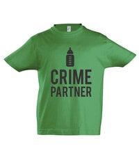 Marškinėliai vaikams Crime partners, žalia цена и информация | Рубашки для мальчиков | pigu.lt