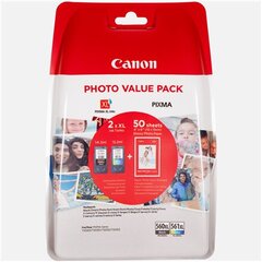 Canon PG-560XL/CL-561XL Photo Value Pack - 2er-Pack - Hohe Ergiebigkeit - Schwarz, Farbe (Cyan, Magenta, Gelb) - Original - 50 Blatt - 100 x 150 mm - Tintenpatrone / Papierkit kaina ir informacija | Spausdintuvų priedai | pigu.lt