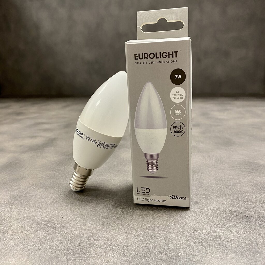 LED lemputė Eurolight Athens C35 E14 7W/3000K kaina ir informacija | Elektros lemputės | pigu.lt