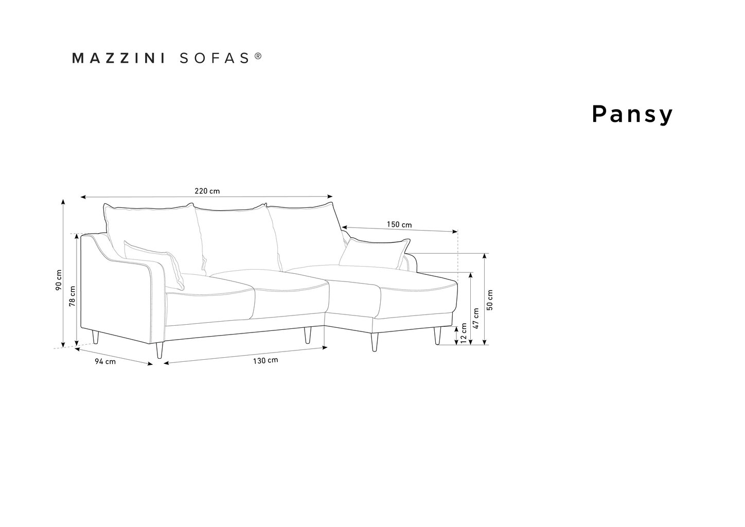 Universalus minkštas kampas Mazzini Sofas Pansy, šviesiai žalias kaina ir informacija | Minkšti kampai | pigu.lt