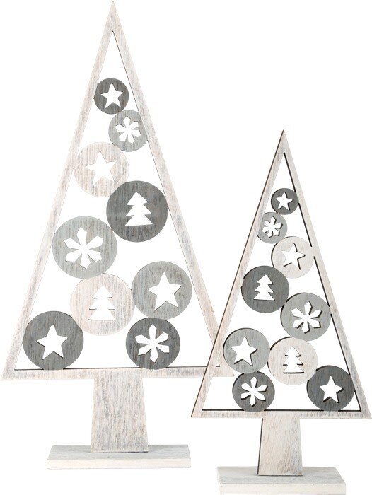 Sendinto medžio modernių dekoratyvinių eglių rinkinys 33 / 23cm (2 vnt) kaina ir informacija | Kalėdinės dekoracijos | pigu.lt
