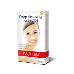 PUREDERM Koreańskie oczyszczające plastry na nos, 6 szt. цена и информация | Средства для очищения лица | pigu.lt