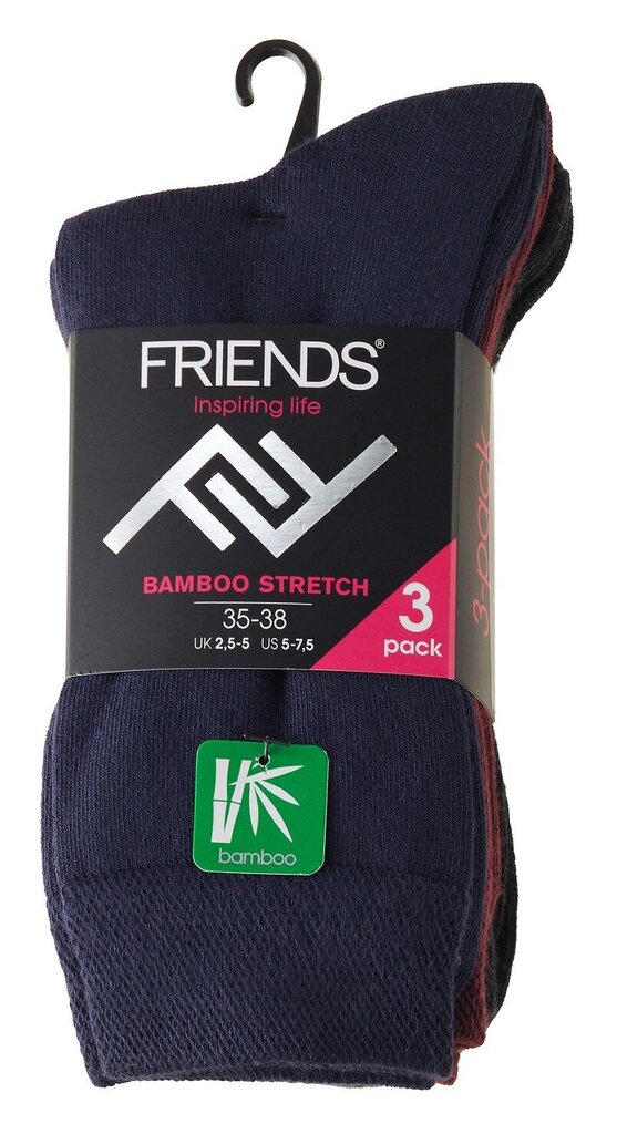 Bambukinės kojinės Friends, 3 poros kaina ir informacija | Moteriškos kojinės | pigu.lt