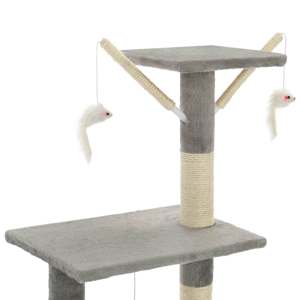 Draskyklė katėms su stovais iš sizalio, 138cm, pilka цена и информация | Draskyklės | pigu.lt