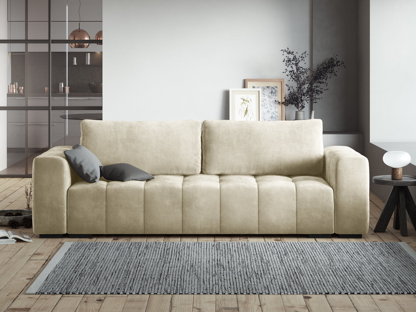 Sofa Milo Casa Luca, smėlio spalvos цена и информация | Sofos | pigu.lt