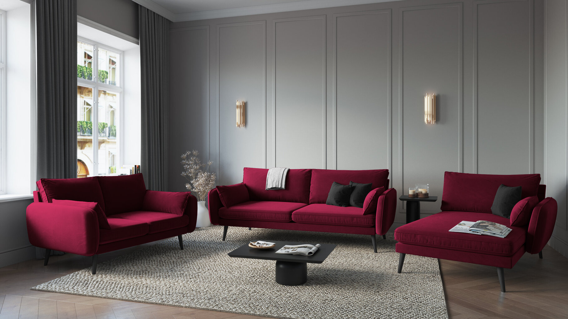 Dvivietė sofa Kooko Home Lento, raudona kaina ir informacija | Sofos | pigu.lt