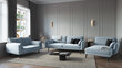 Dvivietė sofa Kooko Home Lento, šviesiai mėlyna/juoda kaina ir informacija | Sofos | pigu.lt