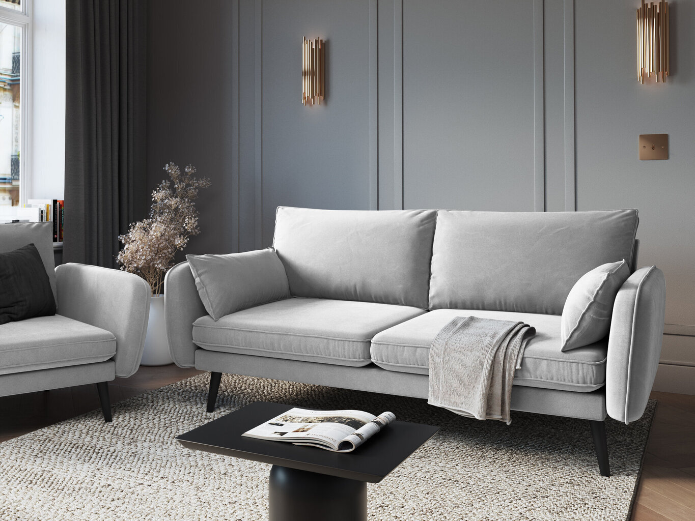 Trivietė sofa Kooko Home Lento, šviesiai pilka kaina ir informacija | Sofos | pigu.lt