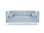 Dvivietė sofa Kooko Home Tutti, šviesiai mėlyna/auksinės spalvos