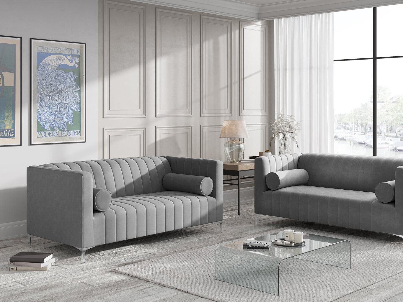 Dvivietė sofa Kooko Home Tutti, pilka kaina ir informacija | Sofos | pigu.lt