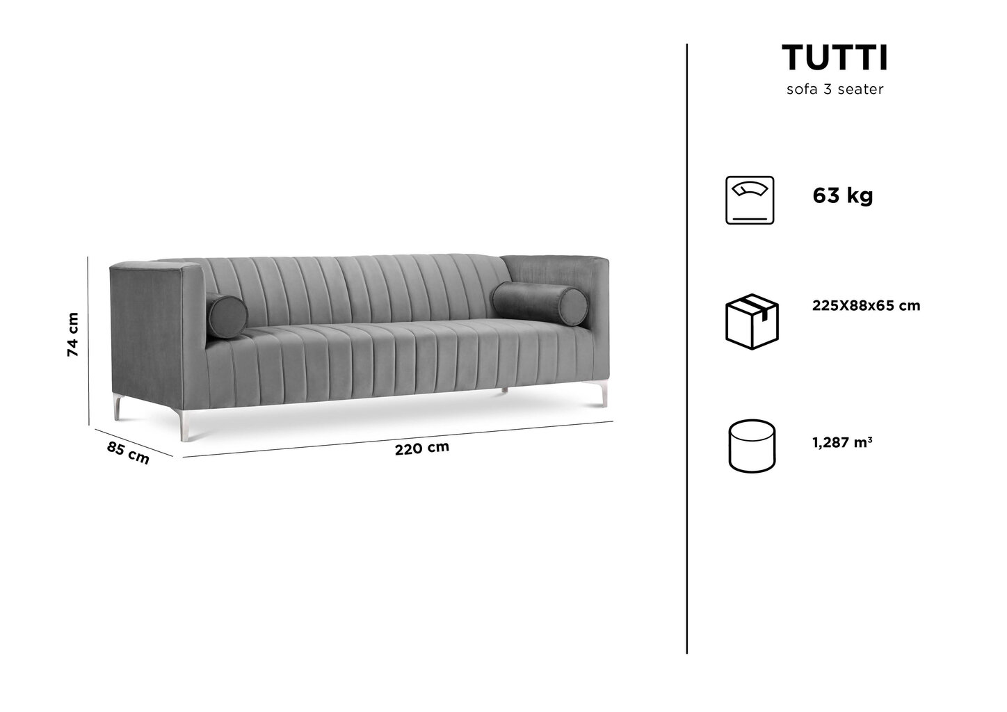 Sofa Kooko Home Tutti, mėlyna kaina ir informacija | Sofos | pigu.lt