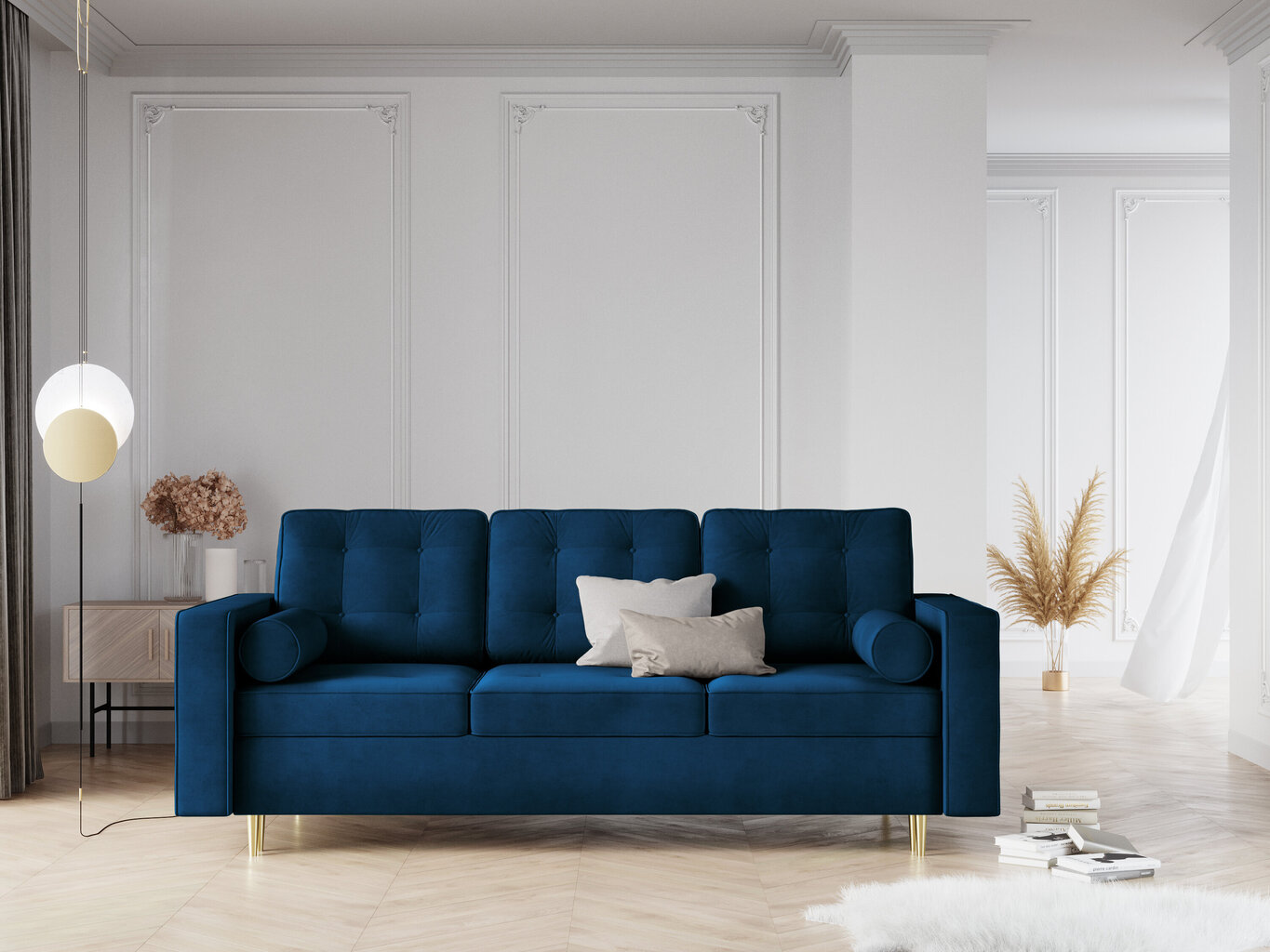 Sofa Interieurs86 Palais, mėlyna/auksinės spalvos kaina ir informacija | Sofos | pigu.lt