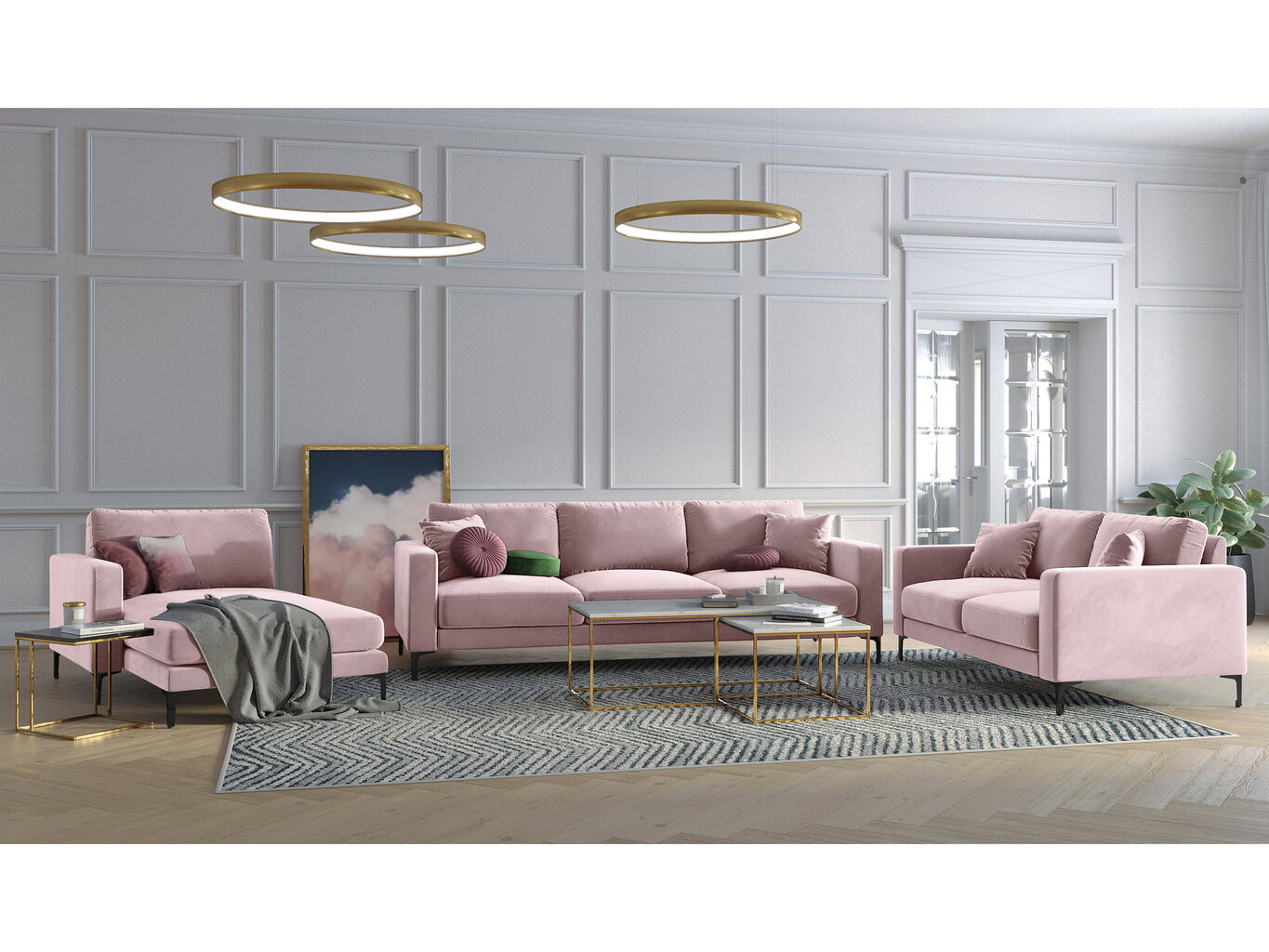 Dvivietė sofa Kooko Home Harmony, rožinė kaina ir informacija | Sofos | pigu.lt