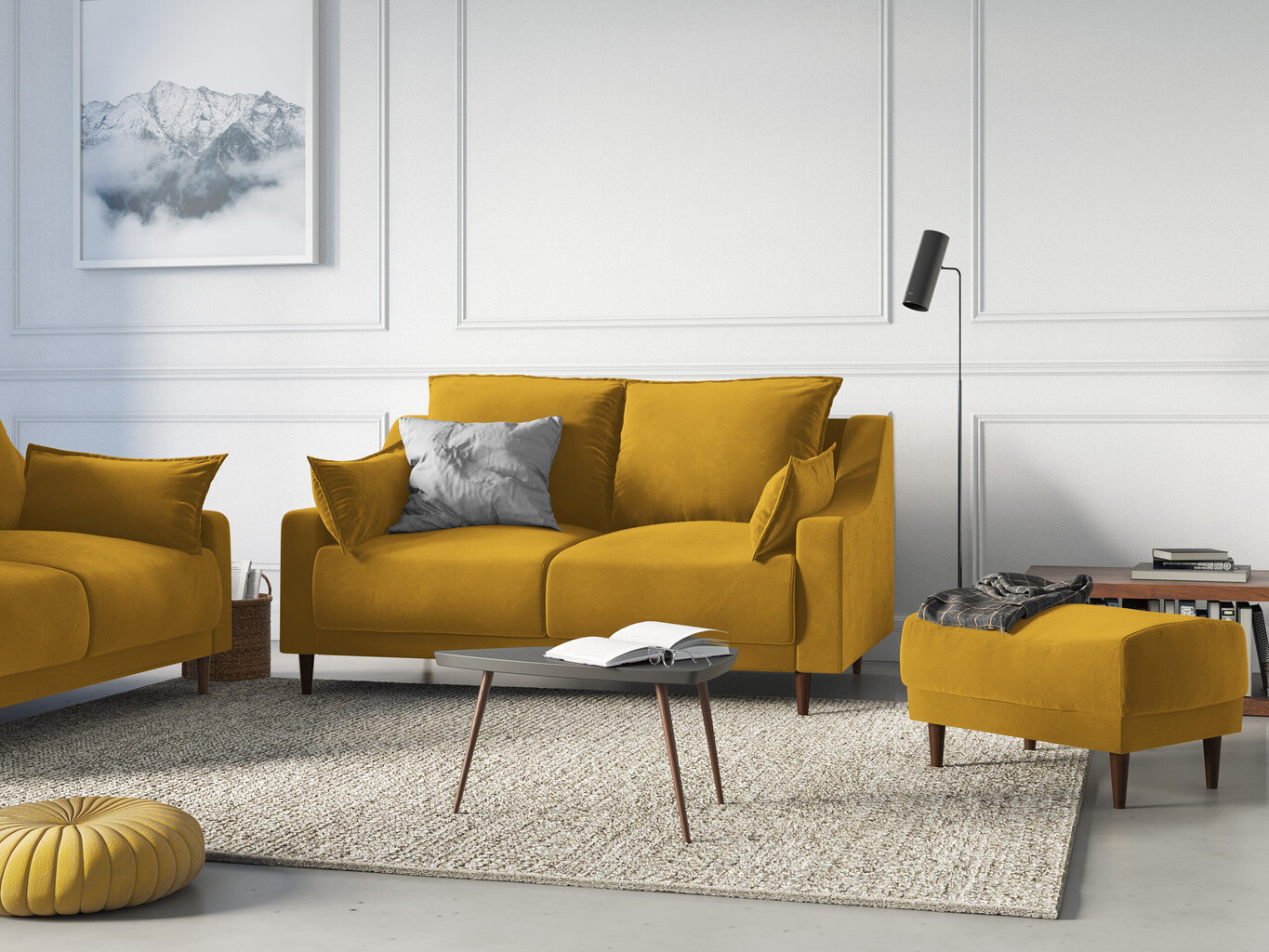 Dvivietė sofa Mazzini Sofas Freesia, geltona kaina ir informacija | Sofos | pigu.lt