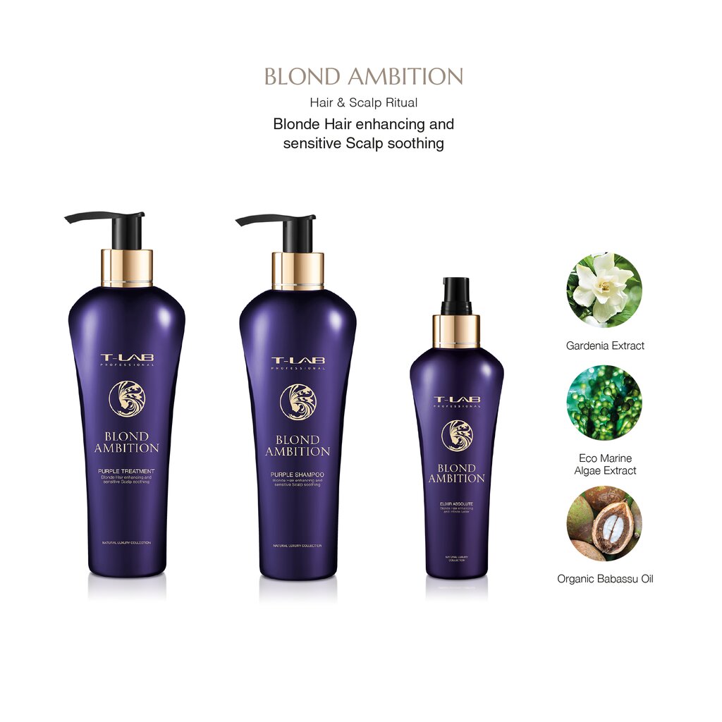 Plaukus stiprinantis eliksyras šviesintiems ir balintiems plaukams T-Lab Professional Blond Ambition Elixir Absolute, 150ml kaina ir informacija | Priemonės plaukų stiprinimui | pigu.lt