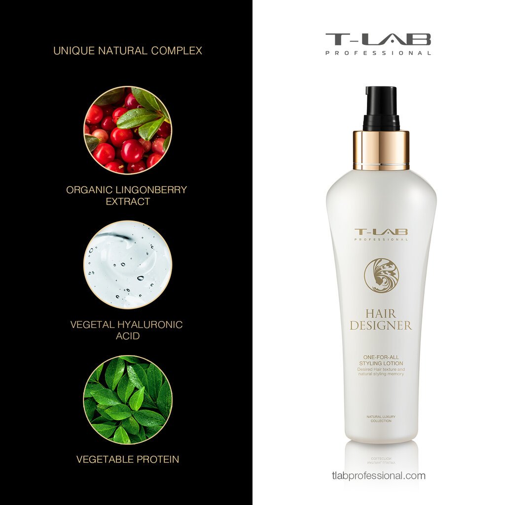 Plaukų modeliavimo losjonas visų tipų šukuosenoms T-LAB Professional Hair Designer One-for-All Styling, 150ml цена и информация | Plaukų formavimo priemonės | pigu.lt