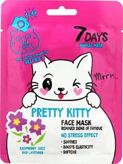 Atpalaiduojanti veido kaukė 7 Days Animal Pretty Kitty, 28 g kaina ir informacija | Veido kaukės, paakių kaukės | pigu.lt