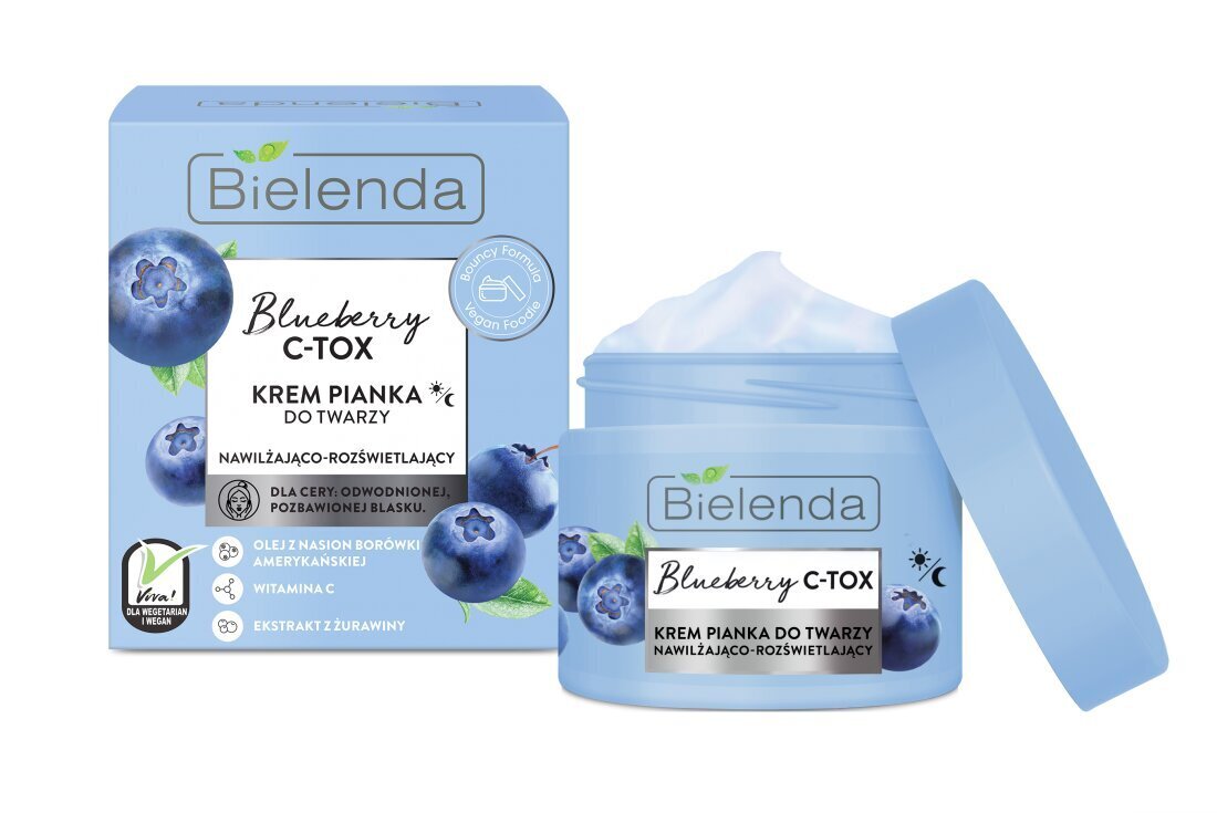 Drėkinamasis dieninis ir naktinis veido kremas-putos Bielenda Blueberry C-TOX 40 g kaina ir informacija | Veido kremai | pigu.lt