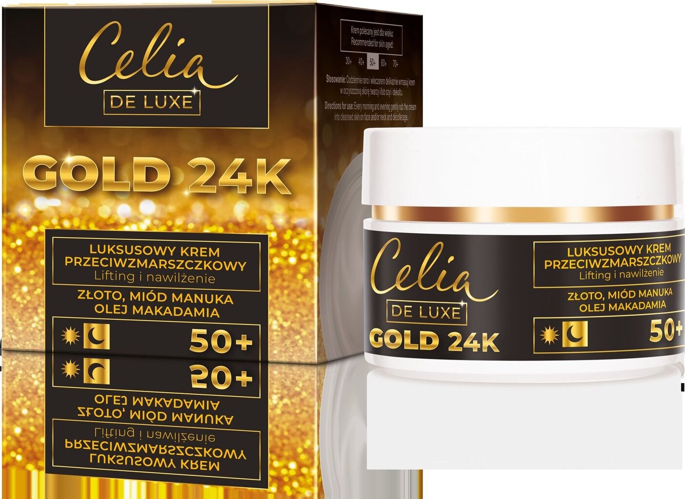 Veido kremas nuo raukšlių Celia De Luxe Gold 24K 50+, 50 ml kaina ir informacija | Veido kremai | pigu.lt